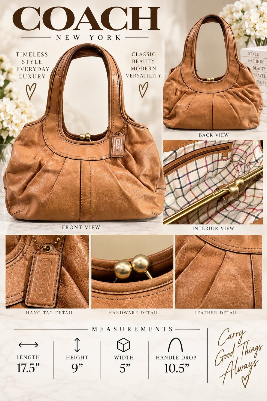 DL032 Coach Ergo frame satchel bag*brass kiss-lock*Legacy Tattersall plaid line
